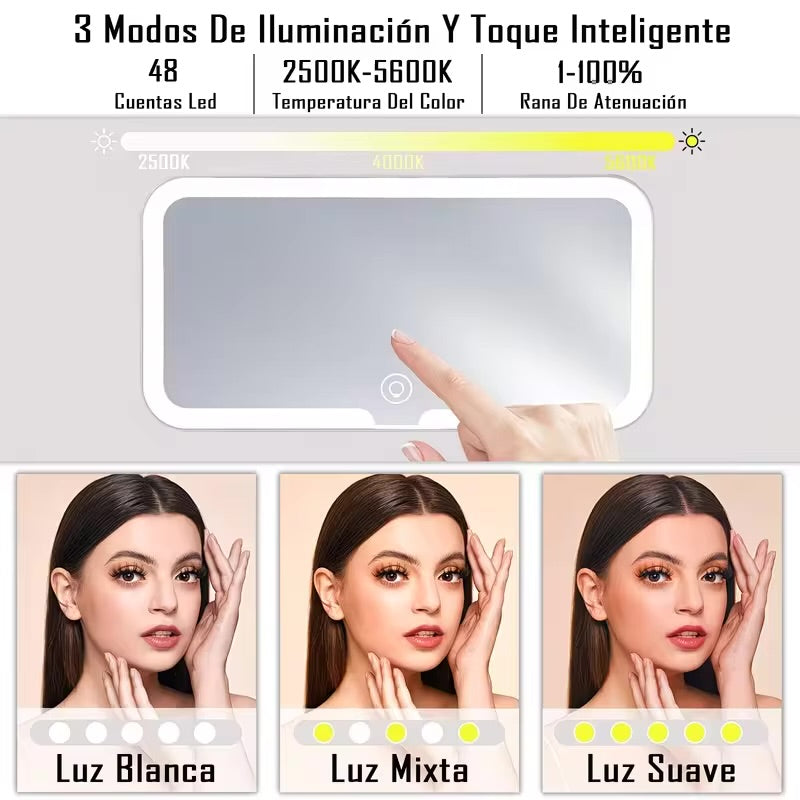 Espejo con luz para automóvil